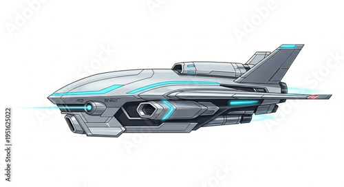 Futuristic spacecraft design with sleek lines and advanced technology, ready for space exploration.