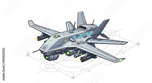 Futuristic aerospace vehicle design with advanced technology and intricate details, ready for flight.