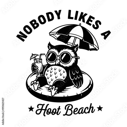 Owl on inflatable swim float.