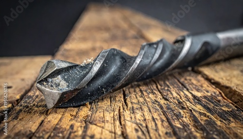 Wallpaper Mural Drill Bit on Wooden Workbench Closeup. Torontodigital.ca