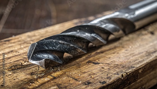 Wallpaper Mural Drill Bit on Wooden Workbench Closeup. Torontodigital.ca