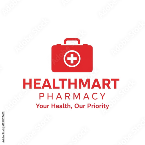 Healthmart Pharmacy Logo Featuring Red Medical Bag and Cross Symbol.