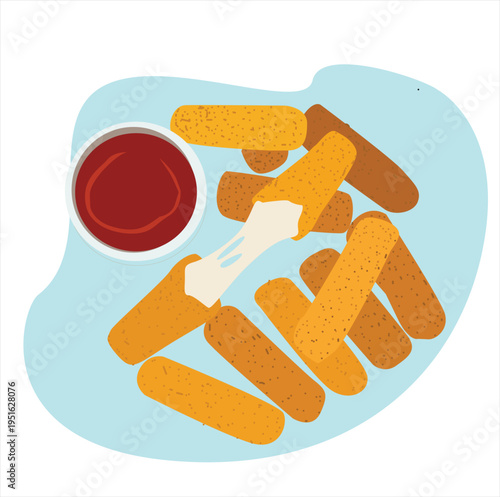 Mozzarella cheese sticks. Fried mozzarella sticks with tomato sauce
