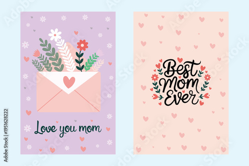 Two Mother's Day Cards: Flowers in Envelope and 