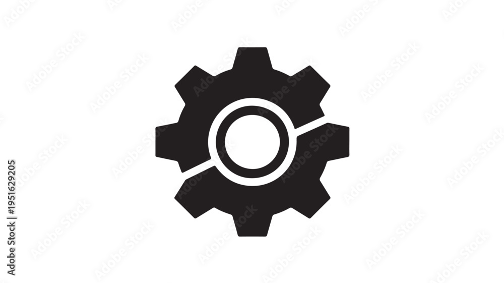 Obraz premium Black Gear Icon on White Background