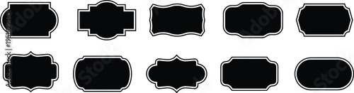 Fotografie Vintage solid black frames and retro ornate labels for packaging wedding invitat
