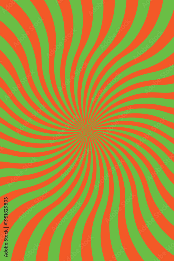 Fototapeta premium Vibrant psychedelic spiral pattern with green and red hues