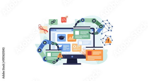 AI Content Management System: Robotic Arms Automating Web Development, Data Processing, and Digital Learning Platform Integration