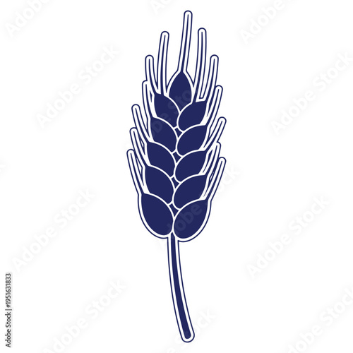 Stylized wheat stalk vector illustration against a white background representing agriculture and harvest season bounty and rural simplicity