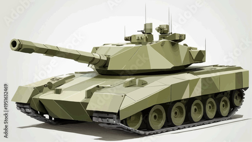 Abstract Geometric Army Tank Modern Military Vehicle Vector Illustration