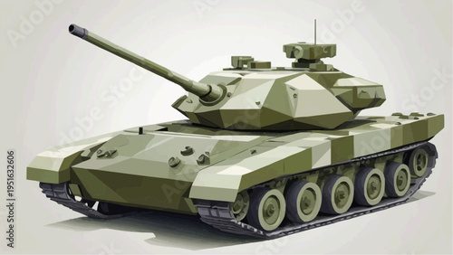 Modern Cubism Army Tank Geometric Military Vehicle Vector Illustration