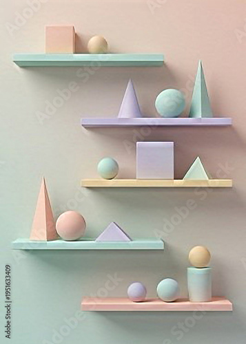 abstract, geometric, minimalist, modern, render, 3D texture, pattern, curves, layers, forms, spheres, prism