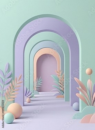 abstract, geometric, minimalist, modern, render, 3D texture, pattern, curves, layers, forms, spheres, prism