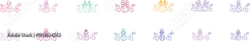 Set of Decorative Ornate Pastel 404 error Line Art Elements