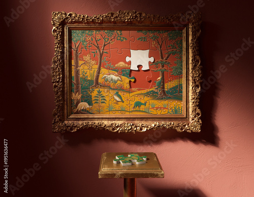 a Puzzle picture of a traditional style