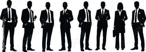 Business professionals silhouette vector illustration design graphic, corporate teamwork professional attire art concept, black and white decorative creative collection