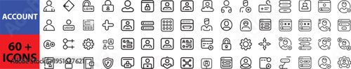  User Account Web Icon Set in Line Style. Collection of User profile Linear Icons, Including Profile, avatar, login, password, username, add friend, access, connect and more. Outline icon