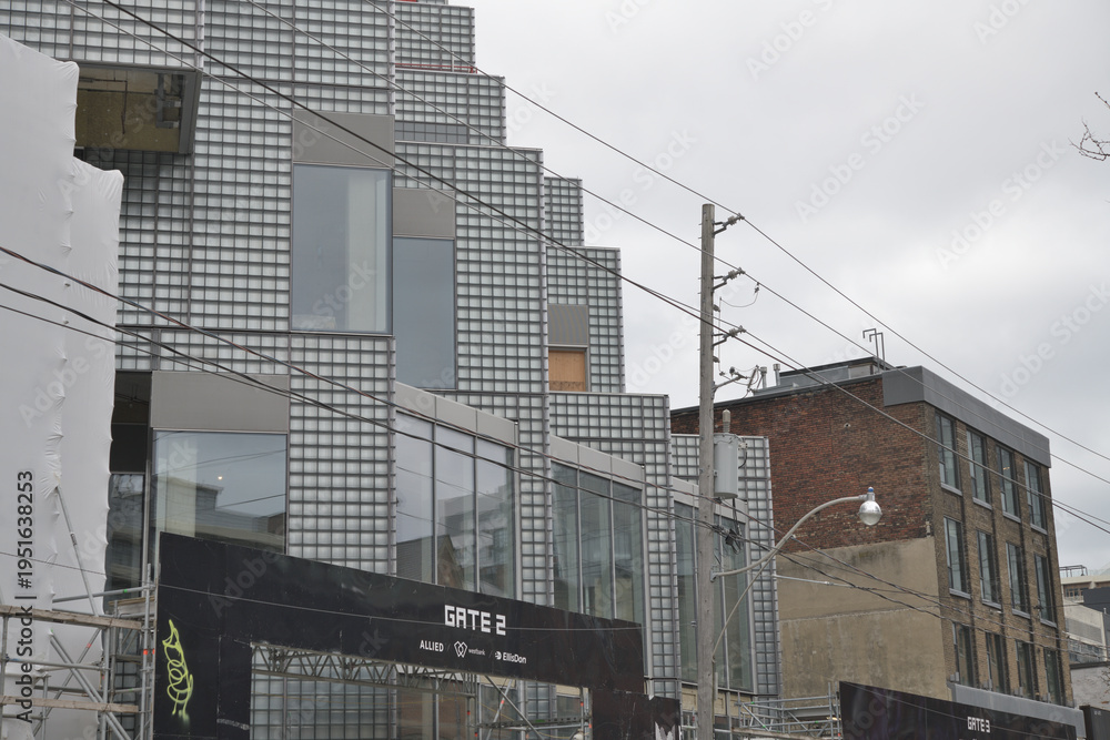 Obraz premium construction of King Toronto, a condominium complex designed by Bjarke Ingels Group (Denmark) at 489 King St W