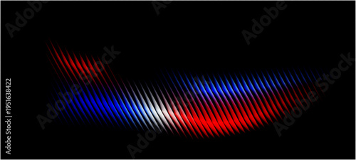 Neon ribbed fractal glass 3d background. Holographic vertical stripe pattern with vibrant purple blue, yellow gradient. Abstract background with rainbow