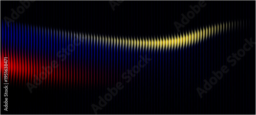 a Neon ribbed fractal glass 3d background. Holographic vertical stripe pattern with vibrant purple blue, yellow gradient .abstract background with rainbow
