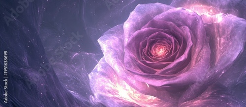 Glowing purple rose with ethereal glow