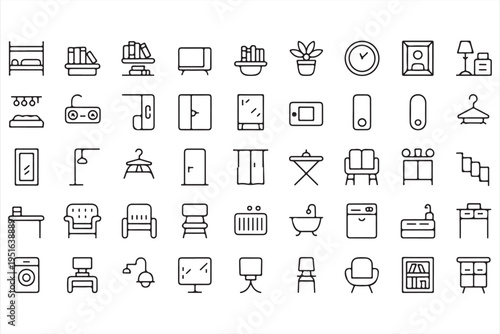 House interior symbols set for property marketing brochures and design layouts