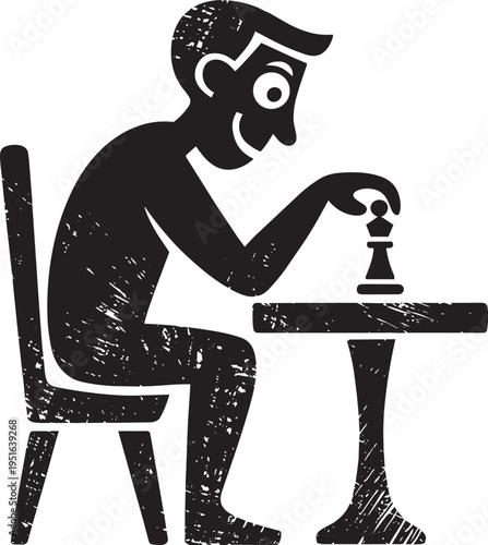 Man playing chess at table indoor game strategy thinking player board game king piece concentration concentration