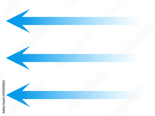 Air flow arrows. Blue cold wind stream, fresh water direction, filter and conditioner system infographic transparent movement and rotation elements. Vector arrow icons set