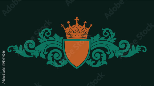 Premium heraldic crest  with elegant shields, crowns, lions, and ornamental flourishes, crafted for luxury branding, wine labels, wedding logos, certificates, badges, and high-end business.