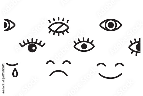 Eye icons collection for fatigue irritation dryness and health awareness design