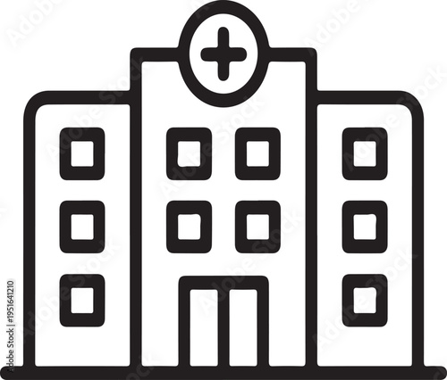 Ambulance Icon Simple Medical Emergency Vehicle Graphic, Minimal line icon of an ambulance vehicle representing emergency medical services, healthcare response, transport, and urgent rescue situations