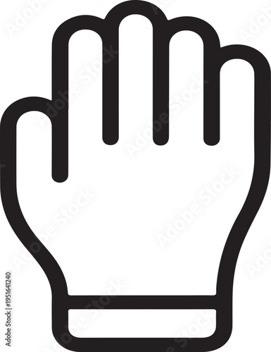 Protective Glove Icon Simple Safety Equipment Graphic, Minimal line icon of a protective glove representing safety, hygiene, medical use, and personal protection in a clean modern design.