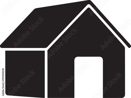 Simple black house icon with white outline isolated on transparent background