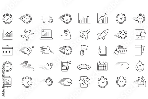 Workflow and efficiency icon bundle for project management and performance design