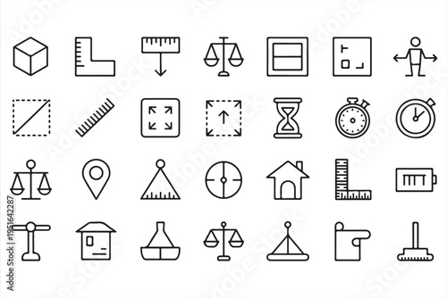 Design tool symbols set for resize crop alignment and layout control concepts