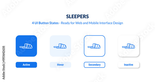 sleepers UI button states set. Outline icon kit from clothes collection. Thin linear sleepers, sleeper, lying editable vector. Line vector sleepers sign for web and mobile interface