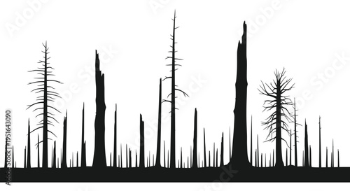 A stark landscape of dead trees and branches rendered in a dramatic black silhouette high quality professional detailed modern elegant stylish