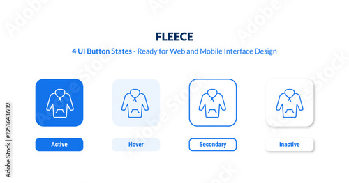 fleece UI button states set. Outline icon kit from clothes collection. Thin linear fleece, clothing, wear editable vector. Line vector fleece sign for web and mobile interface