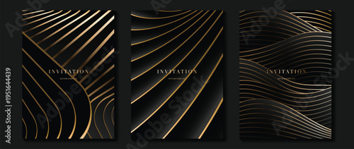 Art deco wedding invitation card vector. Luxury classic antique cards design for VIP invite, Gatsby invitation gold, Fancy party event, Save the date card and Thank you card. Vector illustration