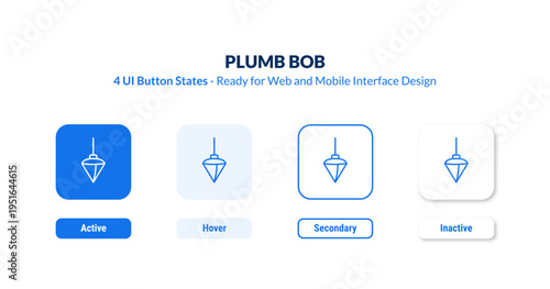plumb bob UI button states set. Outline icon kit from construction tools collection. Thin linear plumb bob, tool, construction editable vector. Line vector plumb bob sign for web and mobile interface