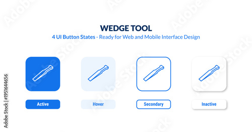 wedge tool UI button states set. Outline icon kit from construction tools collection. Thin linear wedge tool, wedge, work editable vector. Line vector wedge tool sign for web and mobile interface