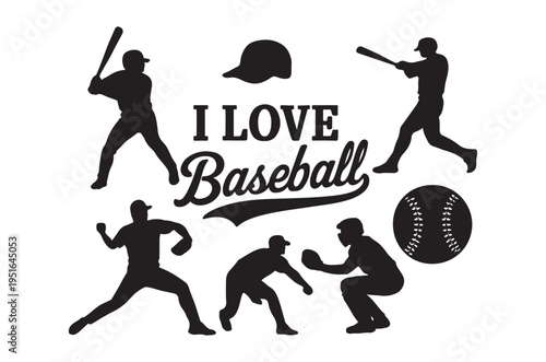 Baseball players in action with a declaration of love for the sport