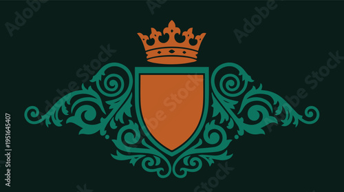 Premium heraldic crest  with elegant shields, crowns, lions, and ornamental flourishes, crafted for luxury branding, wine labels, wedding logos, certificates, badges, and high-end business.