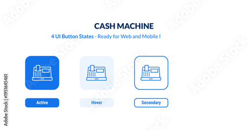 cash machine UI button states set. Outline icon kit from cryptocurrency collection. Thin linear cash machine, card, money editable vector. Line vector cash machine sign for web and mobile interface