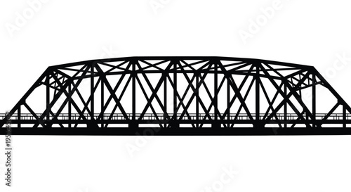 A striking black silhouette of a truss bridge spans a distance showcasing complex engineering details silhouette high quality professional detailed modern