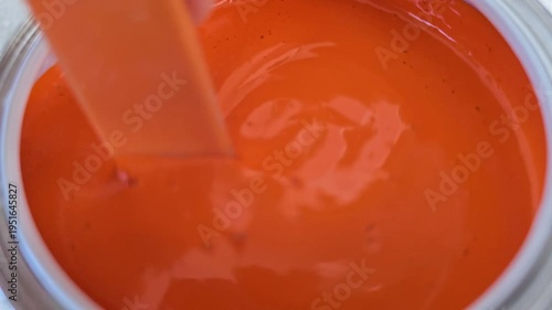 Smooth Zoom on Terracotta Pigment Mixing with Paint Base for Modern Interior Design and Color Chemistry Research to Develop High Performance Coating Technologies for Architectural Surface Finishing