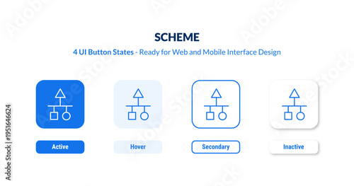 scheme UI button states set. Outline icon kit from electrian connections collection. Thin linear scheme, information, technology editable vector. Line vector scheme sign for web and mobile interface