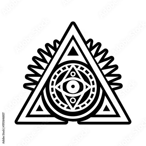 Mystic triangle tattoo icon in glyph style
