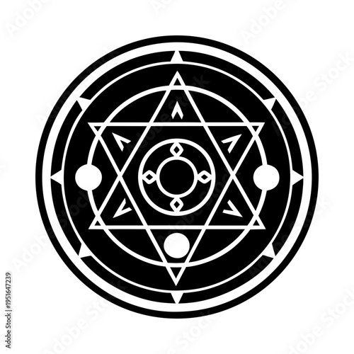 Filled style icon of transmutation circle