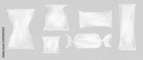 Plastic Packaging Wrap. Polyethylene Package for food. Vector